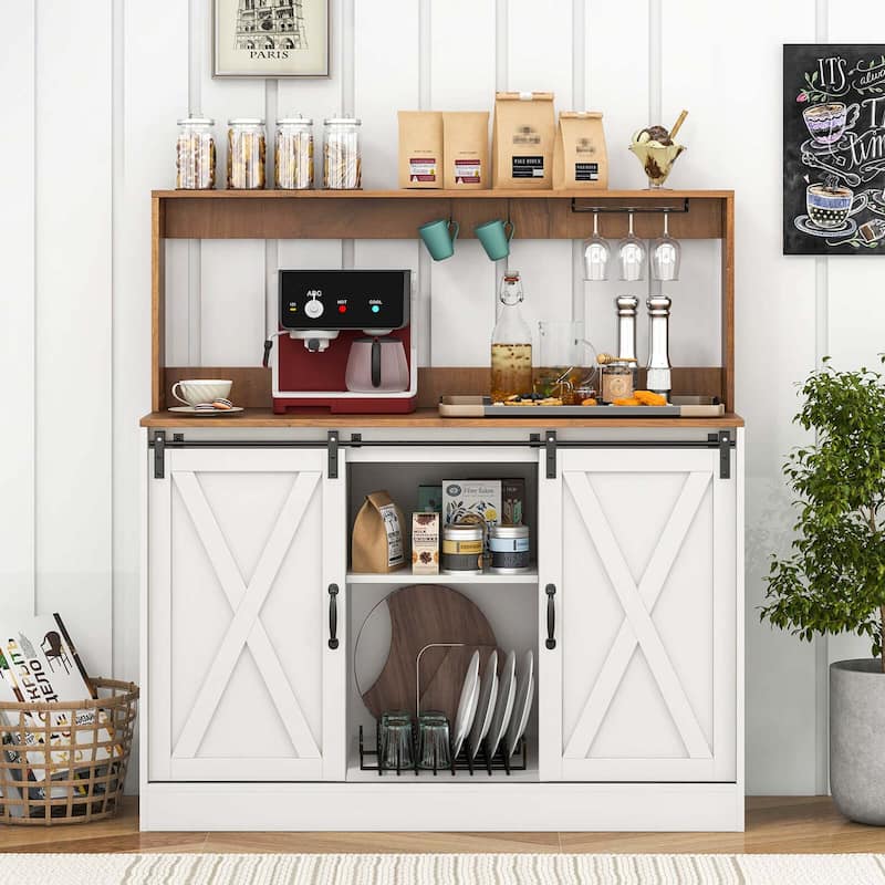 Farmhouse Buffet Cabinet w/Hutch Adjustable Shelf Sideboard