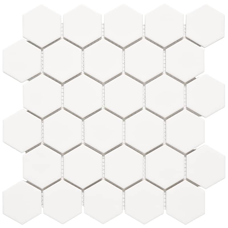 Rivonia 2" x 2" Honeycomb Glossy Porcelain Mosaic Tile - 5 Sheets (4.10 sf) - White