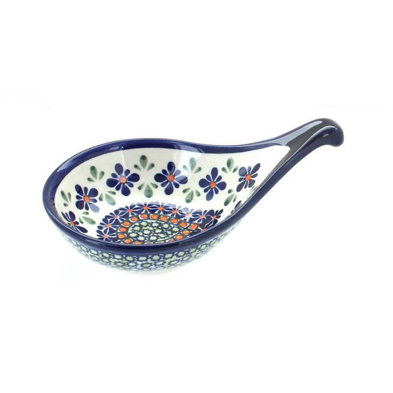Blue Rose Polish Pottery 167 Zaklady Olive Dish - Mosaic Flower