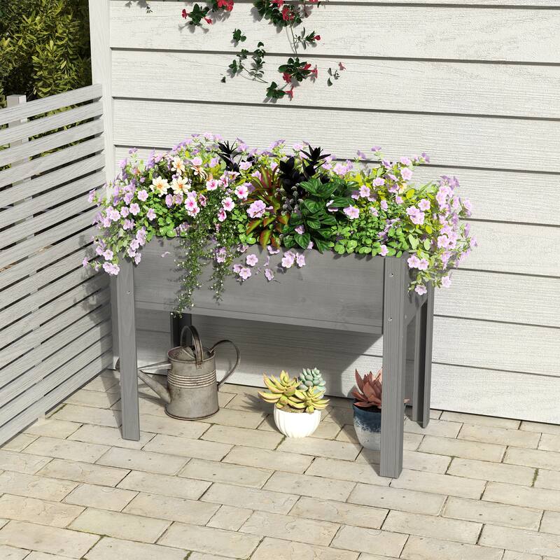 Natural Elevated Planter Box for Outdoor Use with Eco-Friendly Finish