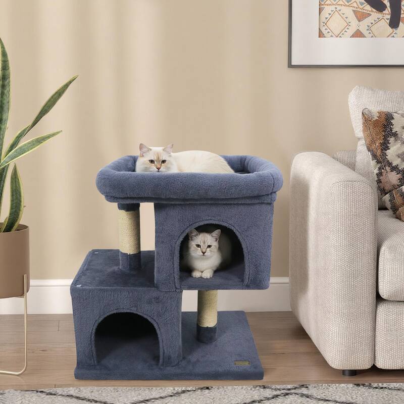 Gymax 25.5'' Cat Tree w/2 Large Condo Padded Top Perch Sisal