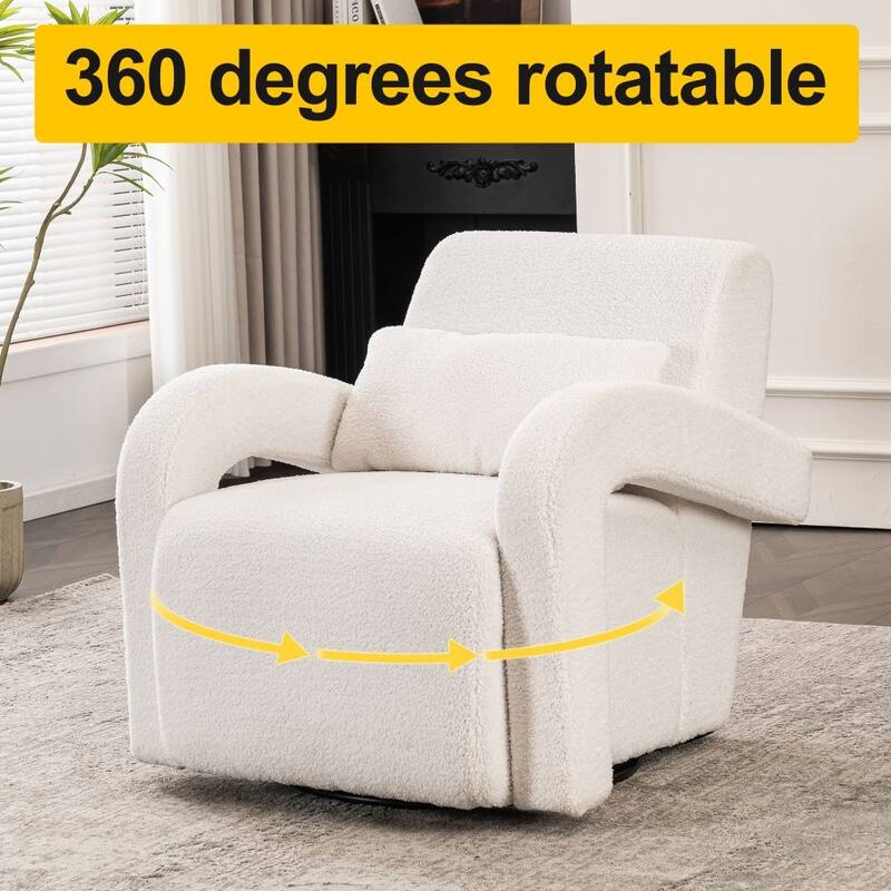 Teddy Fabric Modern Sturdy Lounge Armchair with Curved Arms and Thick Cushioning