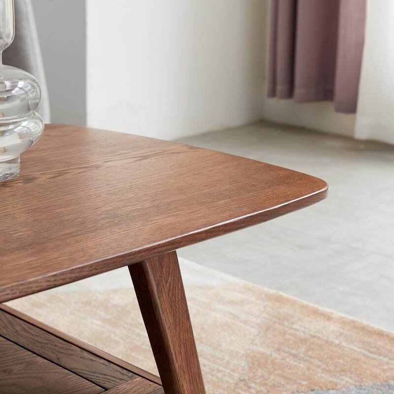 Christopher Knight Home - Hudson Solid Oak Coffee Table with Storage Shelf for Living Room & Home Office