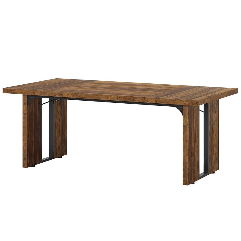 71" Rustic Farmhouse Dining Table for 6-8 People - Large Rectangular Kitchen Table, Wood Dining Room Table for Family Meals