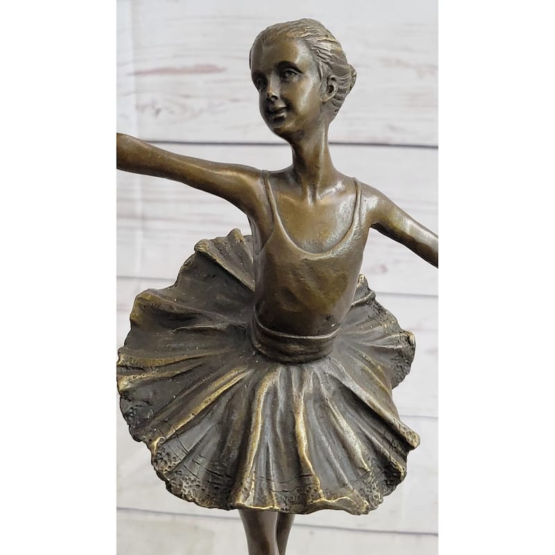 Ballerina On Tip Toes With Outstretched Arms Bronze Sculpture Statue Trophy Ballet Dancer