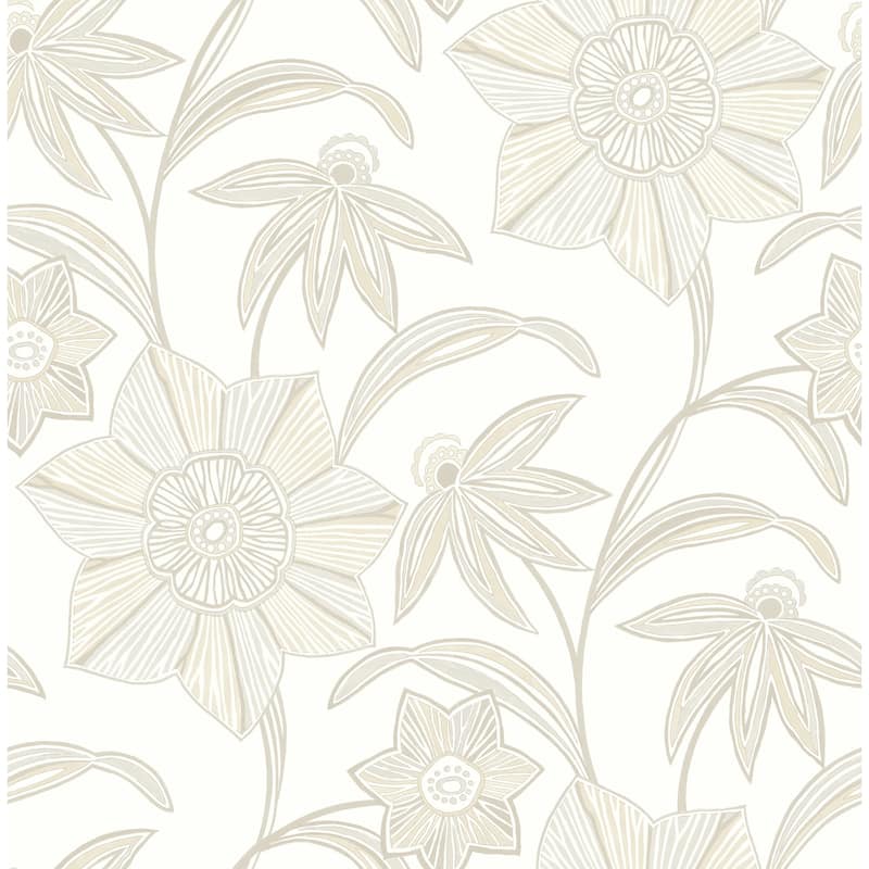 A-Street Prints Star Flower Beige Floral Trail Wallpaper
