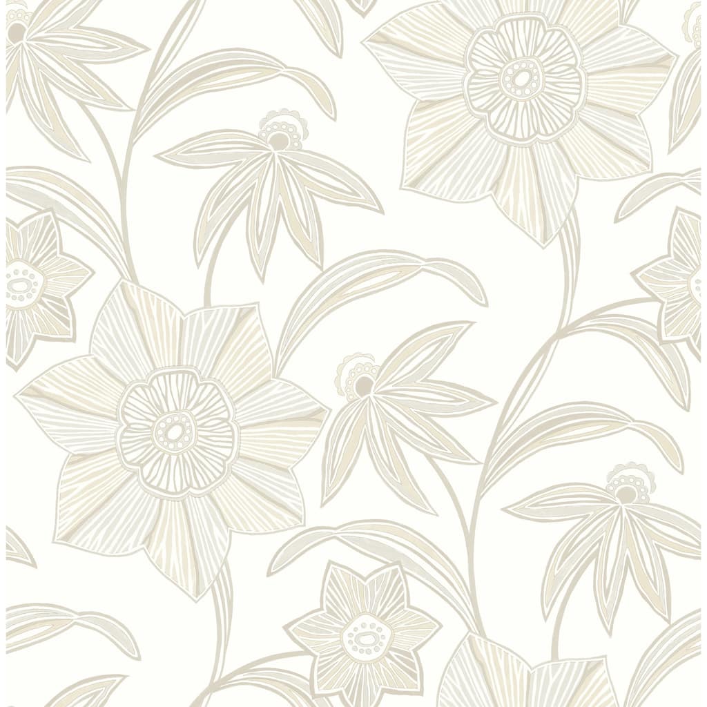 A-Street Prints Star Flower Beige Floral Trail Wallpaper