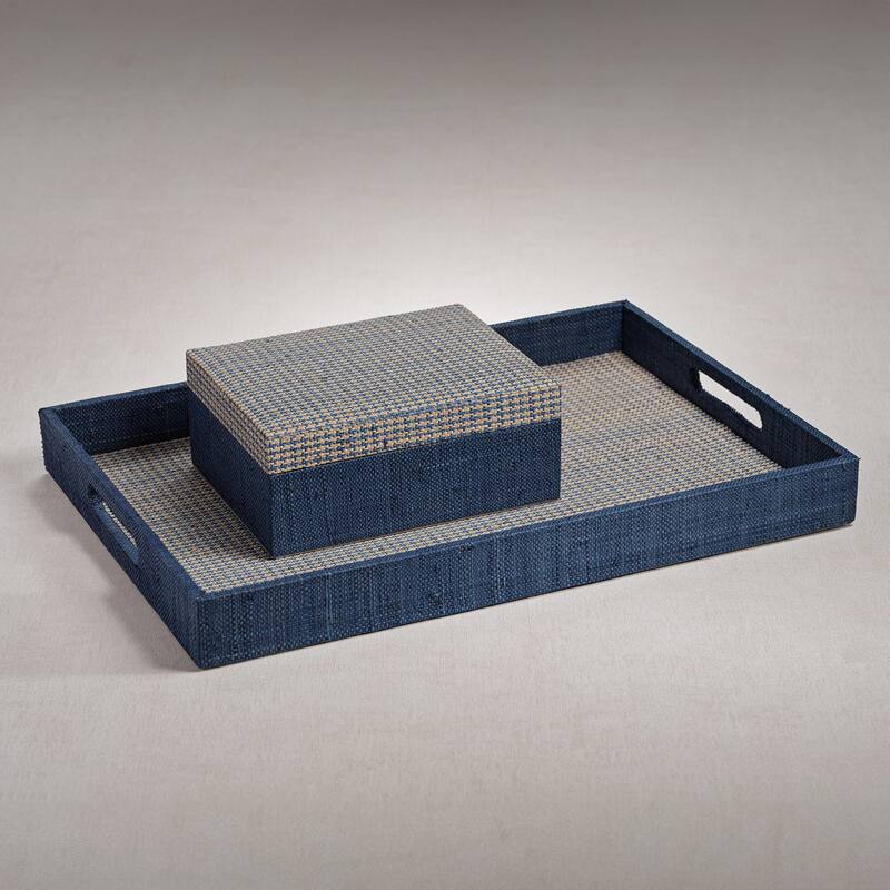 Trani Houndstooth Raffia Decorative Box