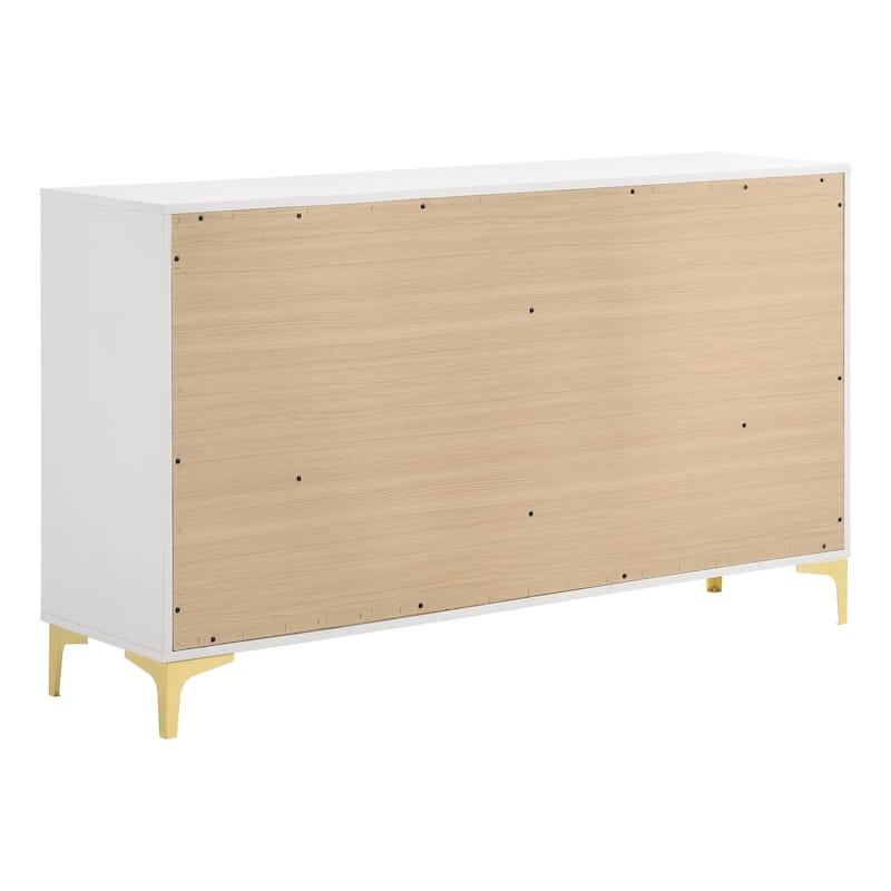 Karena White Rectangular 6-Drawer Dresser