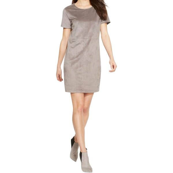 Shop Vince Camuto Womens Casual Dress Faux Suede Short Sleeves