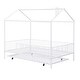preview thumbnail 9 of 18, Full Size Metal House Bed with Fence, With Trundle