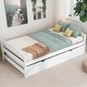 preview thumbnail 2 of 18, Twin Size Solid Pine Platform Kids Bed Frame with Twin Size Trundle, White
