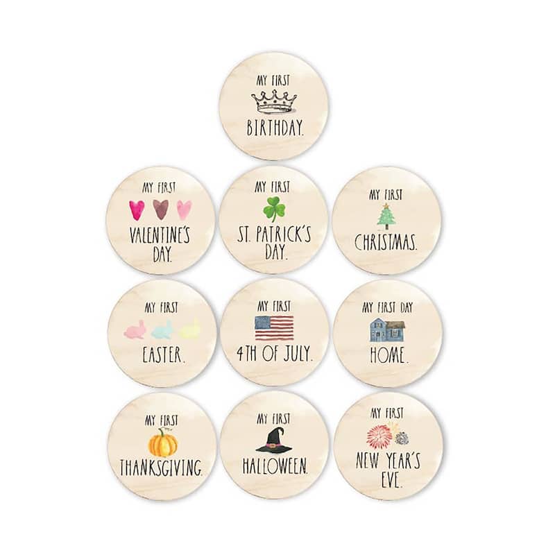 Rae Dunn Baby Holiday Milestone Plagues - Set of 10