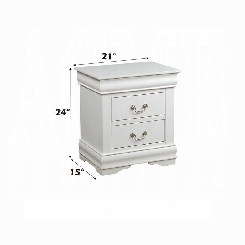 Classic White Finish Wooden Nightstand with 2 Drawers