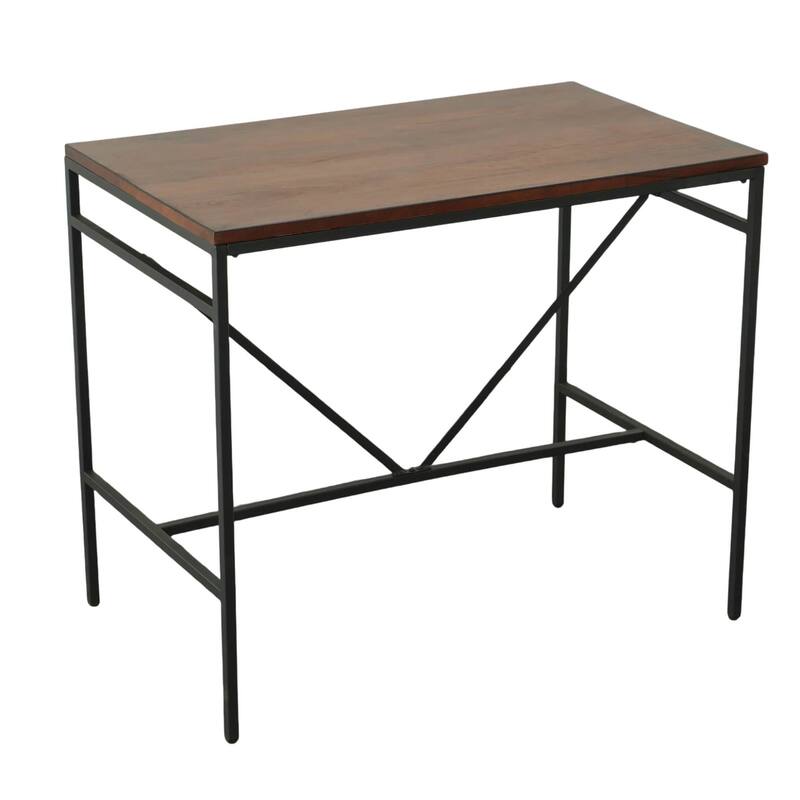 Rectangular Metal Frame Bar Table - 42" - Chestnut Brown and Black