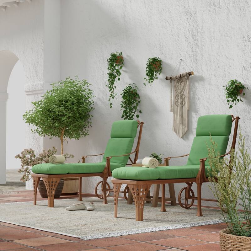 72" x 22" Outdoor Chaise Lounge Cushion with Ties and Loop