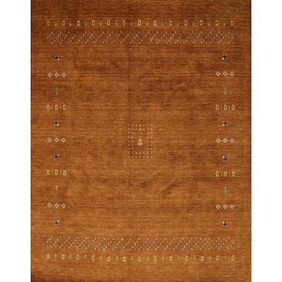 Hand Knotted Oriental 100% Wool Carpet Tribal Animal Pictorial Oranges & Rust Gabbeh Area Rug - 8' 0'' X 8' 2''