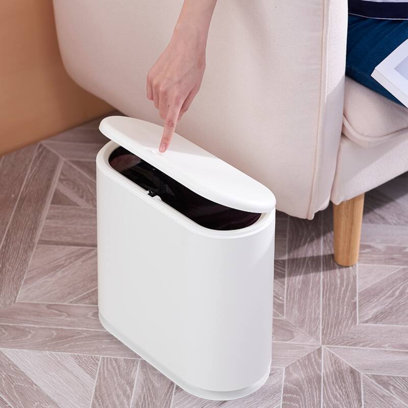 HANAMYA 2.4 Gallon Slim Trash Can with Press Top Lid