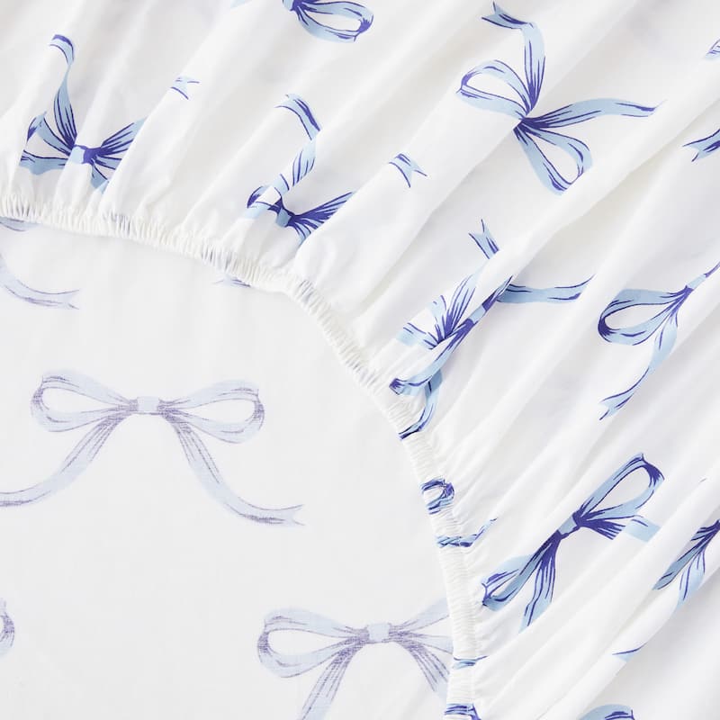 Gentle Ribbons Cotton Sheet Set Blue - King