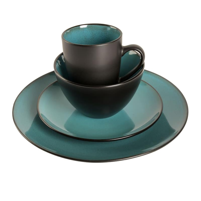 Gibson Soho Lounge Round 16-Piece Dinnerware Set - Blue
