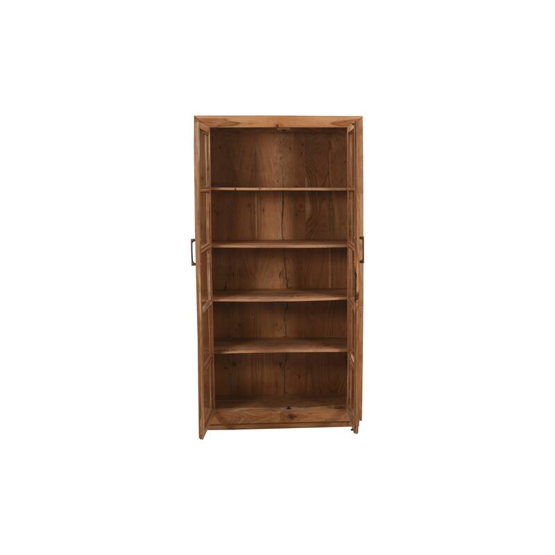 HomeRoots 80" Brown Solid Wood Display Stand With Two Doors