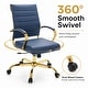 preview thumbnail 8 of 14, Benmar Ribbed PU Leather Office Chair - Ergonomic Swivel Desk Chair - Chrome Gold Steel Base Executive Computer Seat