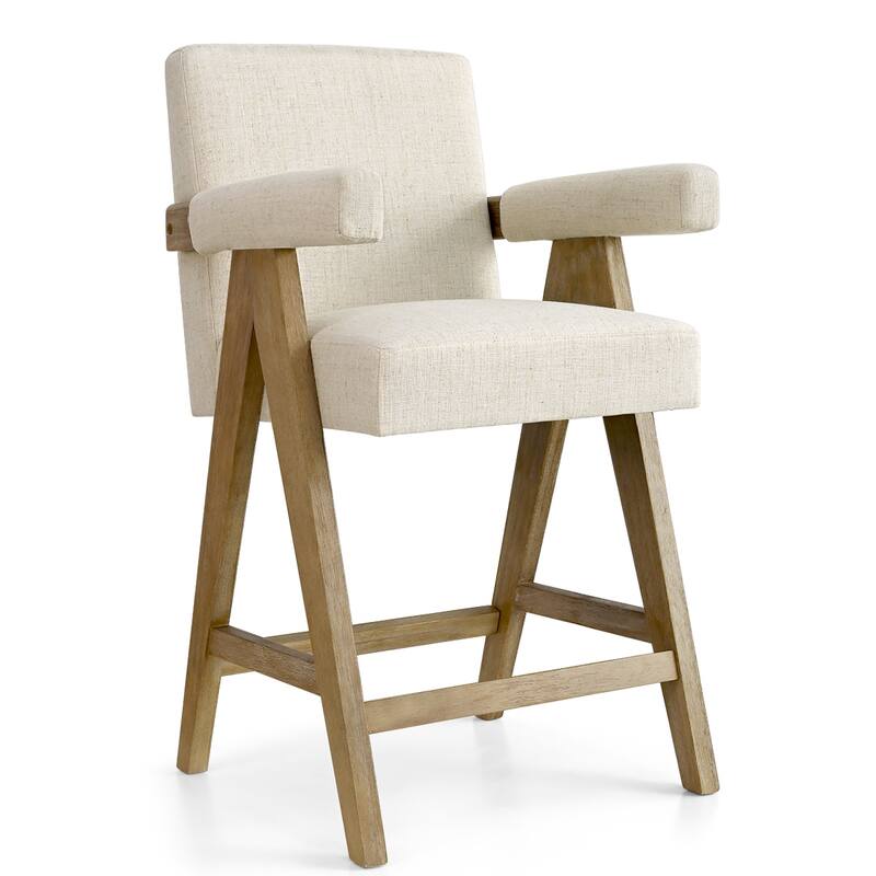 Linen Counter Stool with Arms