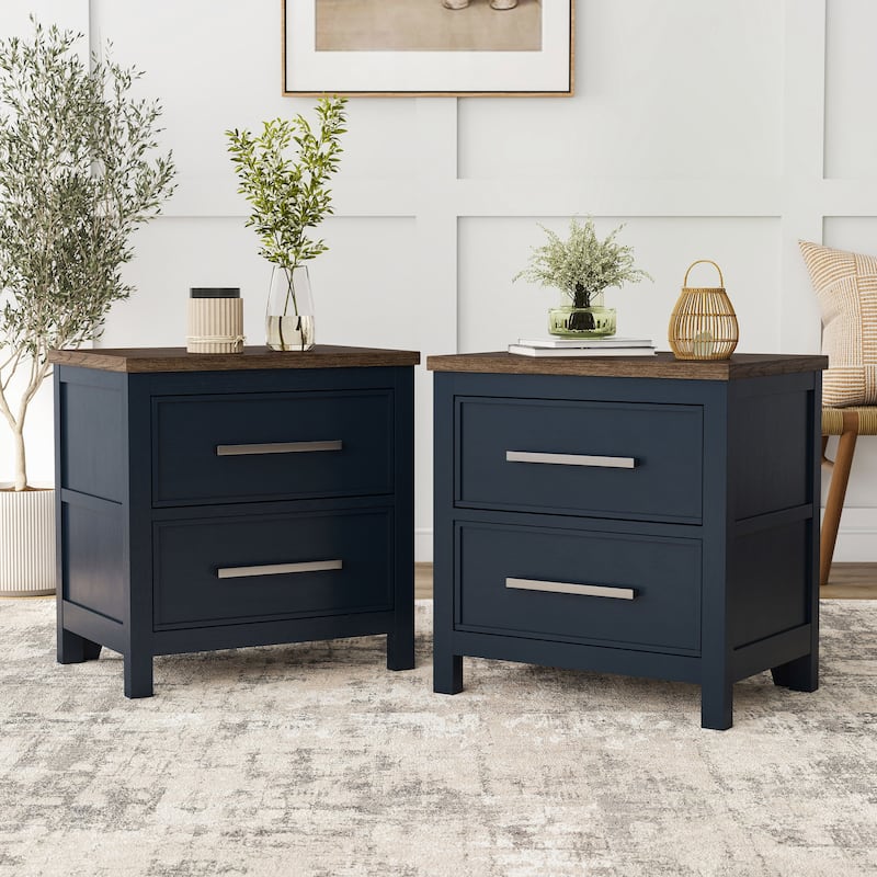 Furniture of America Althea Modern Farmhouse Solid Wood 2-drawer Nightstand (Set of 2) - Blue