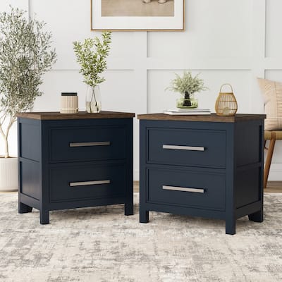 Furniture of America Althea Modern Farmhouse Solid Wood 2-drawer Nightstand (Set of 2)