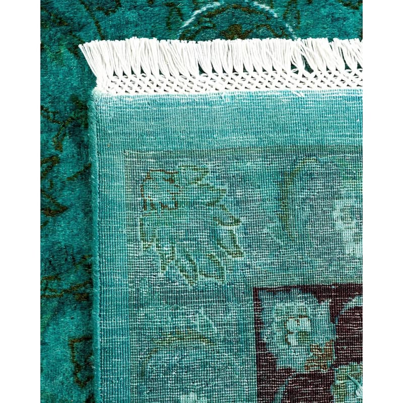 Overton Hand Knotted Wool Vintage Inspired Modern Contemporary Overdyed Blue Square Area Rug - 10' 3" x 10' 5"