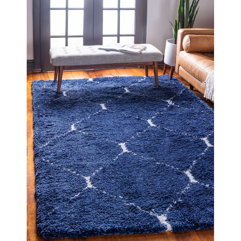 Shag Shoploni Collection Area Rug - 4'x6' - Navy Blue
