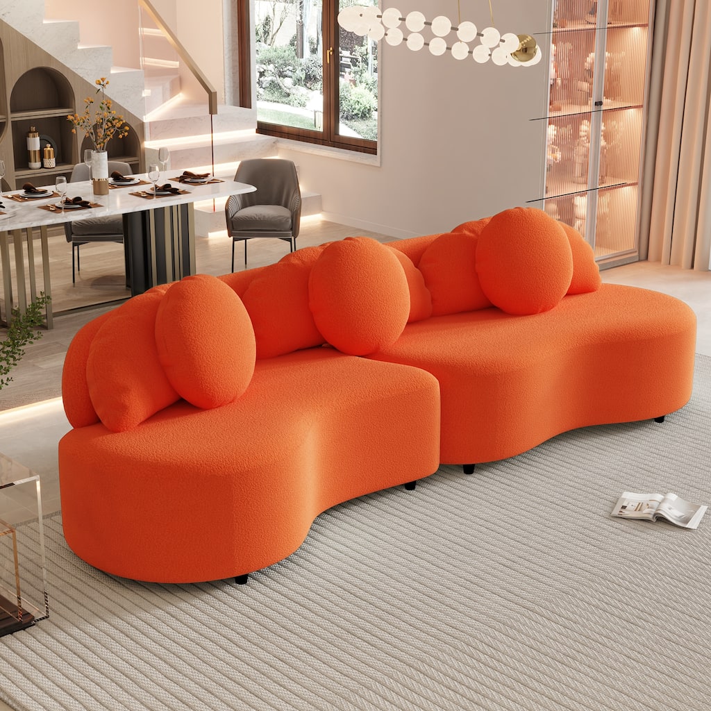 103.5" Foam 3-Seater Sofa with High-Density Cushions & 3 Pillows