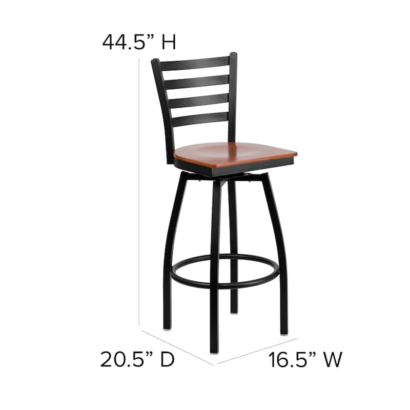Ladder Back Swivel Metal Barstool - 16.5"W x 20.5"D x 44.5"H