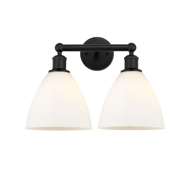 Innovations Lighting 616-2W-12-17 Bristol Vanity Bristol Glass 2 Light - Matte Black / Matte White