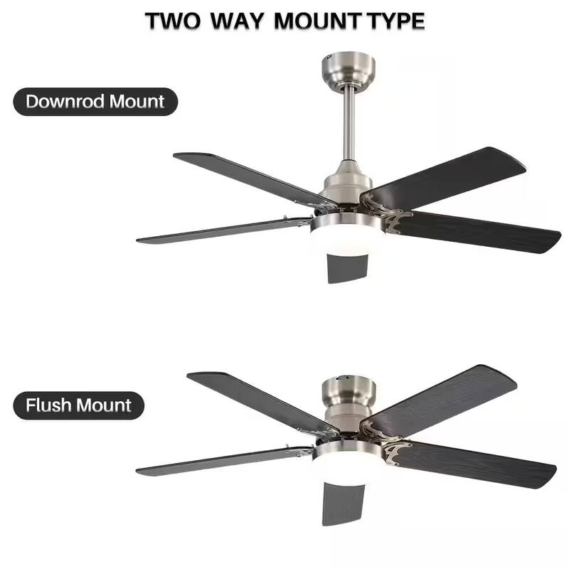 42" Plywood Blades Ceiling Fan with LED light and Remote, Flush Mount and Downrod Mount