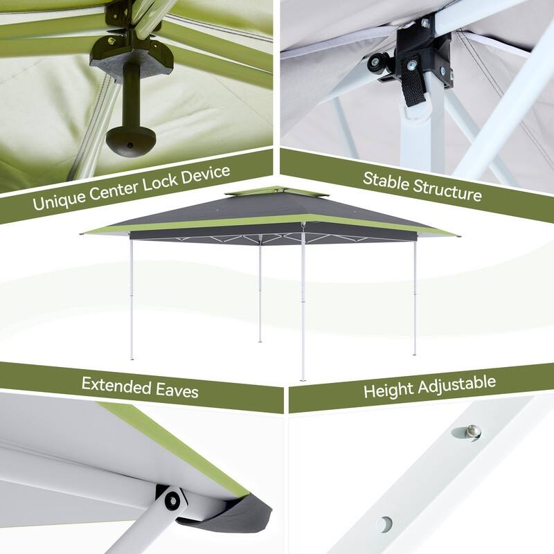 13x13 FT Pop Up Canopy Tent with Netting, UPF 50+ Outdoor Canopy with Automatic Eaves & One-Push Lock, for Patio & Parties