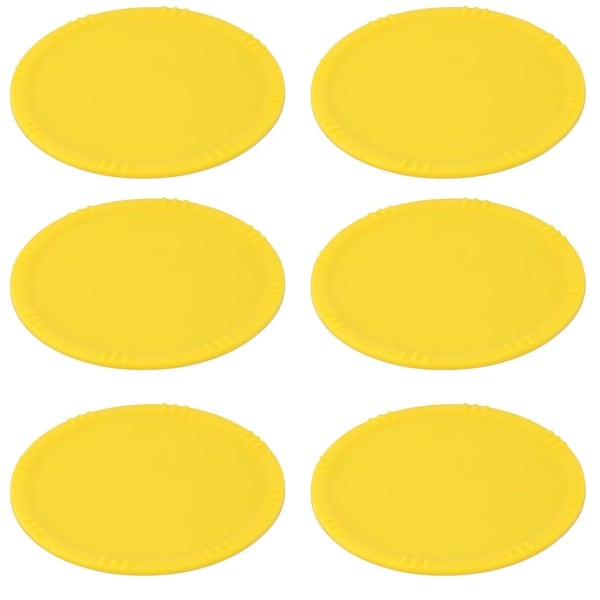 Home Silicone Round Cup Heat Resistant Coaster Table Protector Home Silicone Round Cup Heat Resistant Coaster Table Protector Mat Yellow 6pcs