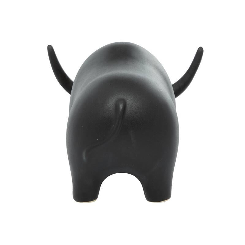 Ceramic Bull Decorative Sculpture - Black - Roche River Decor