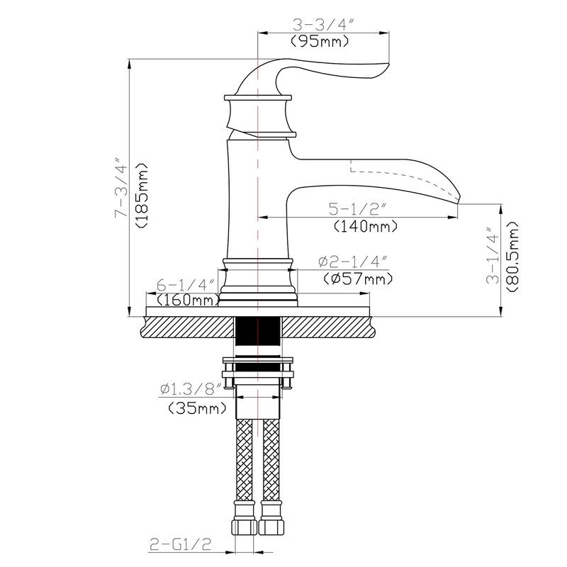 Topcraft Single Handle Waterfall Bathroom Faucet with Pop-Up Drainer