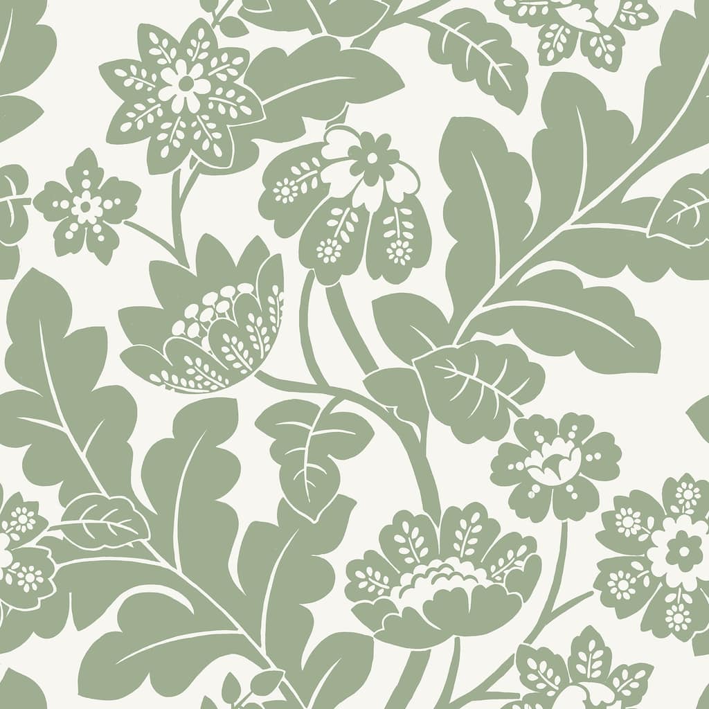 A-Street Prints Augusta Seafoam Flock Damask Wallpaper