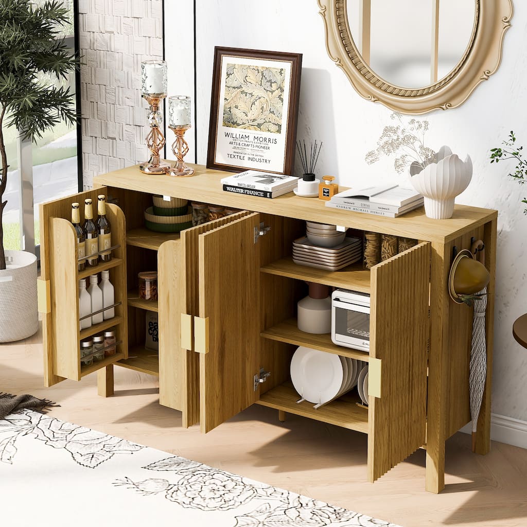 Modern 57.5" Stripe Door Storage Cabinet