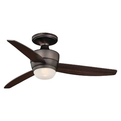 Adrian 44 In. Quiet Bronze Flush Ceiling Fan with LED Light Kit and Remote - 44-in W x 13-in H x 44-in D