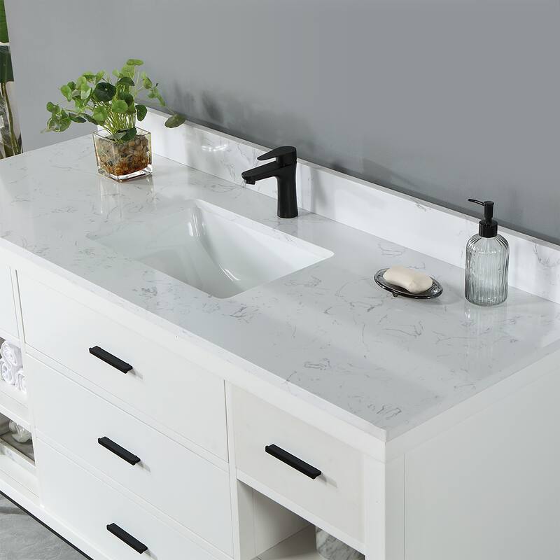Altair Kesia Bathroom Vanity with White Composite Stone Top without Mirror