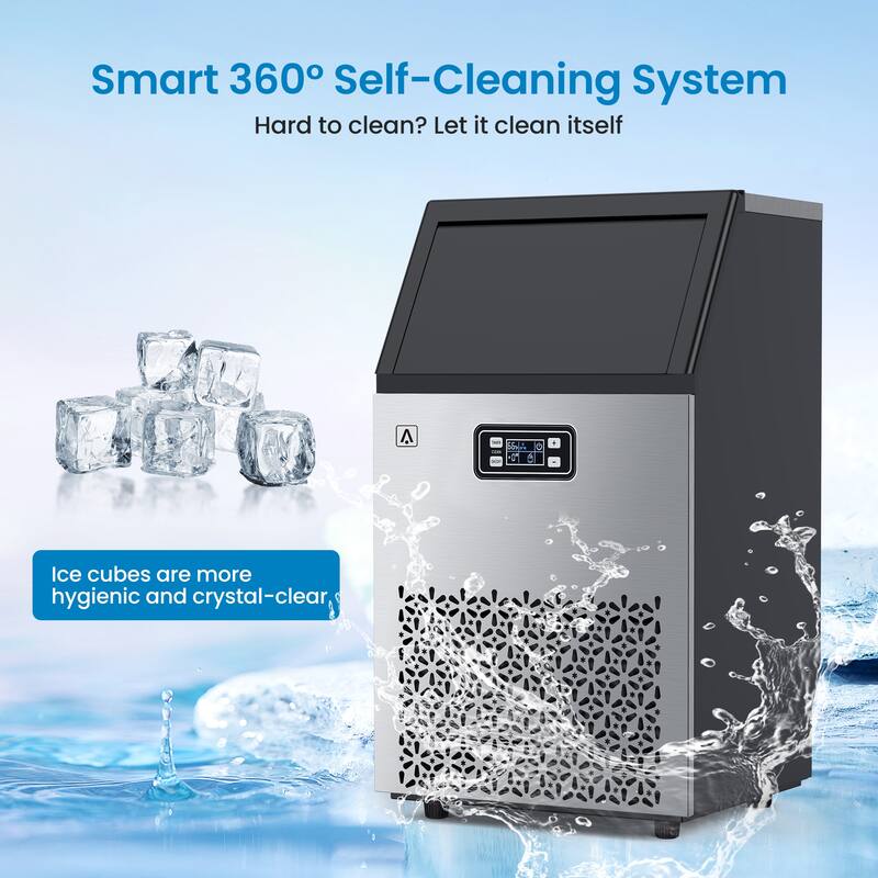 Commercial Ice Maker Machine, 150Lbs/24H with 33Lbs Storage