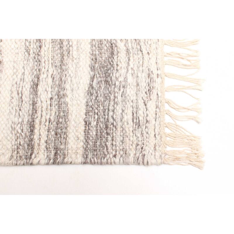 ECARPETGALLERY Flat-Weave Ankara FW Cream Wool Kilim - 5'3 x 7'7