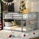 preview thumbnail 1 of 12, Elegant Full Over Full Bunk Bed with Built-in Ladder and Full-length Guardrail, Solid Construction, Space-saving, Grey Grey