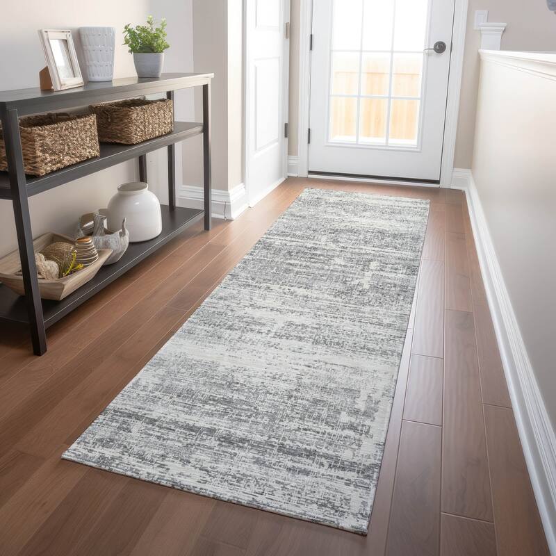 Premium Washable Super Soft Modern Solid Mayfield Rug - Silver - 2' 3" x 7' 6" - Runner