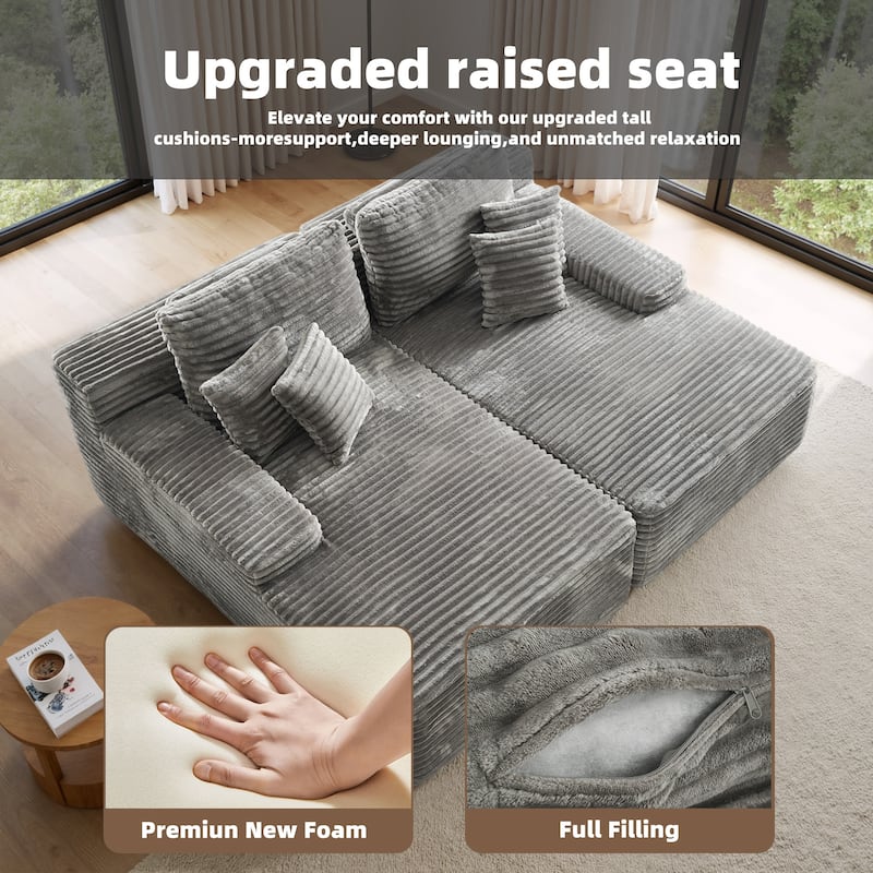 Oversized Upholstered Modular Sectional Chaise Lounge with Pillows