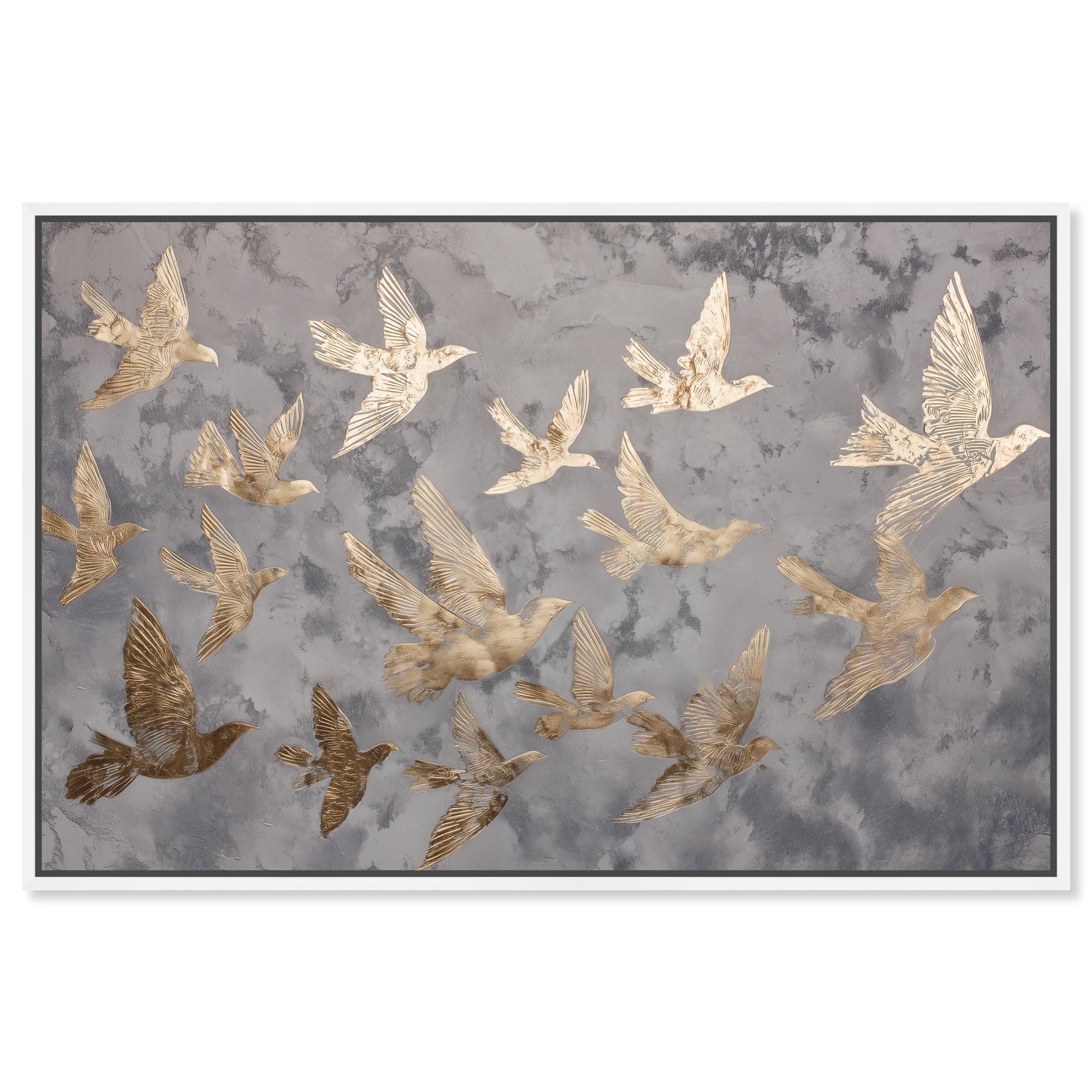 Golden Flock Coastal Wall Decor Canvas Print by Art Remedy