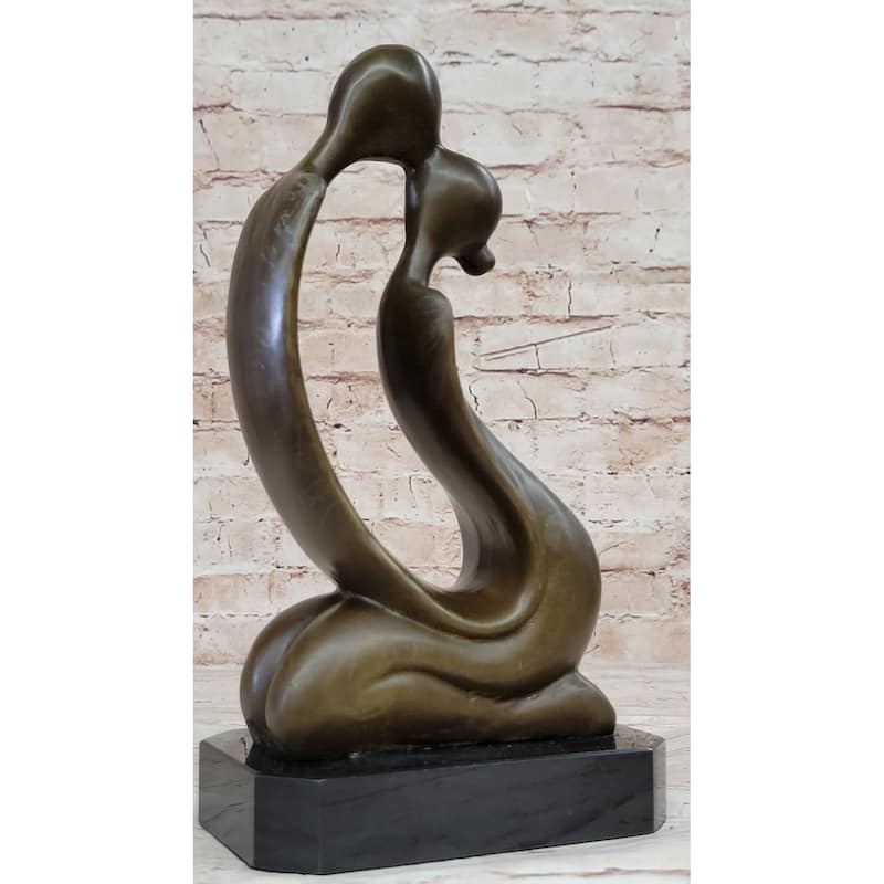 Abstract Bronze Sculpture Of A Couple Kissing - Love Romance Original Art
